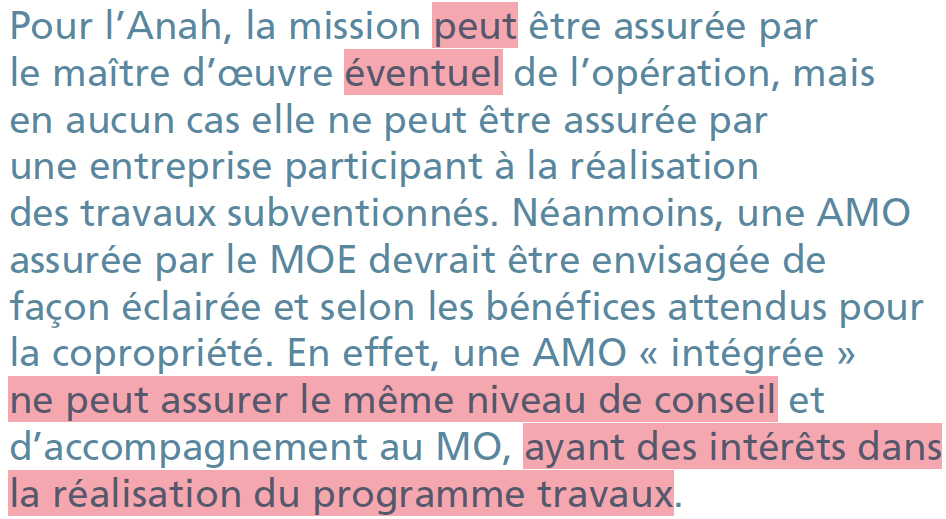 AMO intégrée à la maîtrise d’œuvre : une contre-indication trop souvent ignorée.